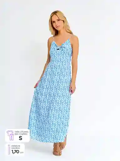 Index Vestido Largo Esilk Color Celeste S S25