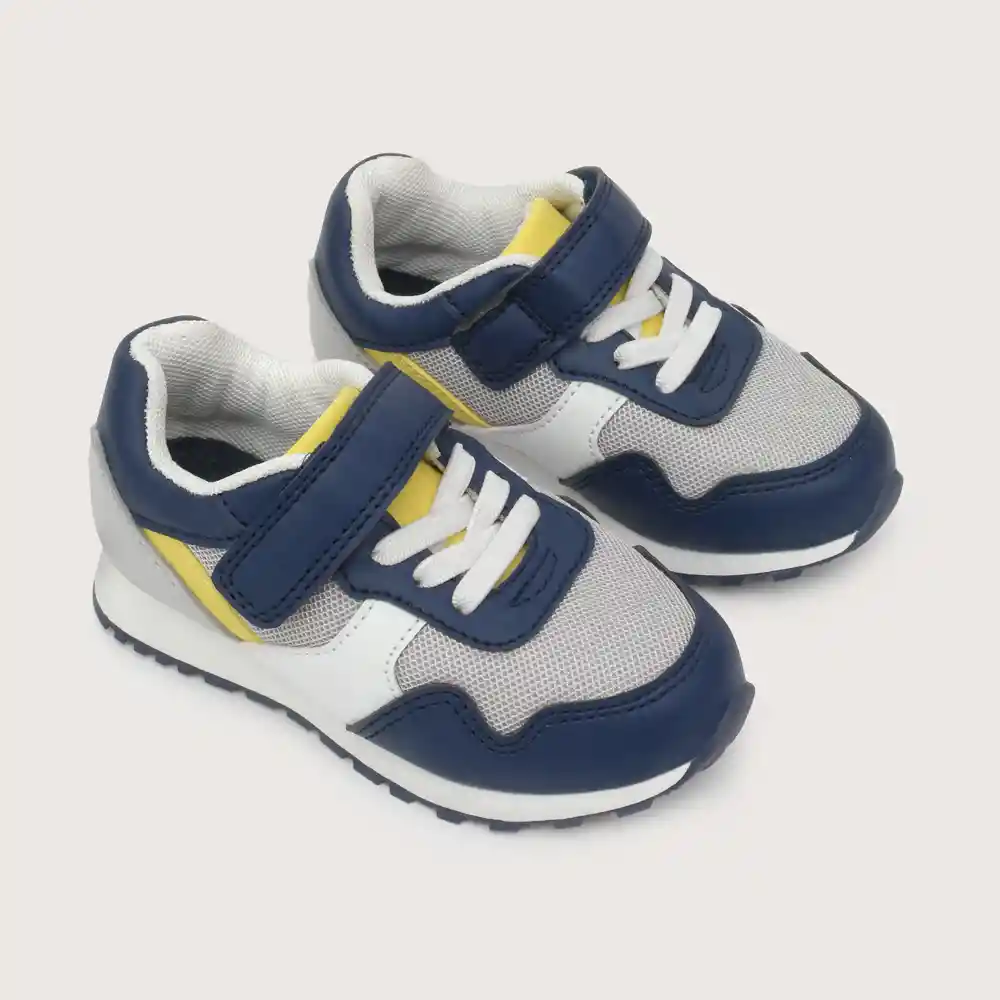 Zapatillas Urbana De Velcro Para Niño Azul/gris Talla 20