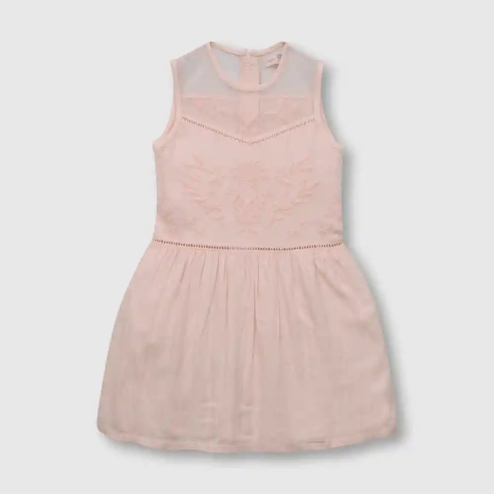 Vestido Ceremonia Bordado De Niña Rosado Talla 2 Años