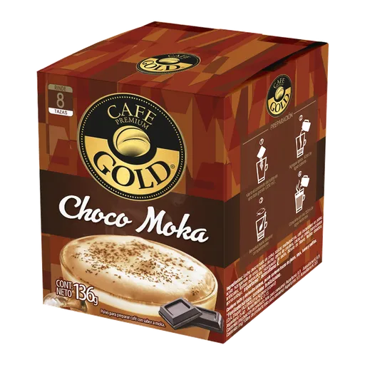 Gold Café Choco Moka en Polvo Rinde 8 Tazas
