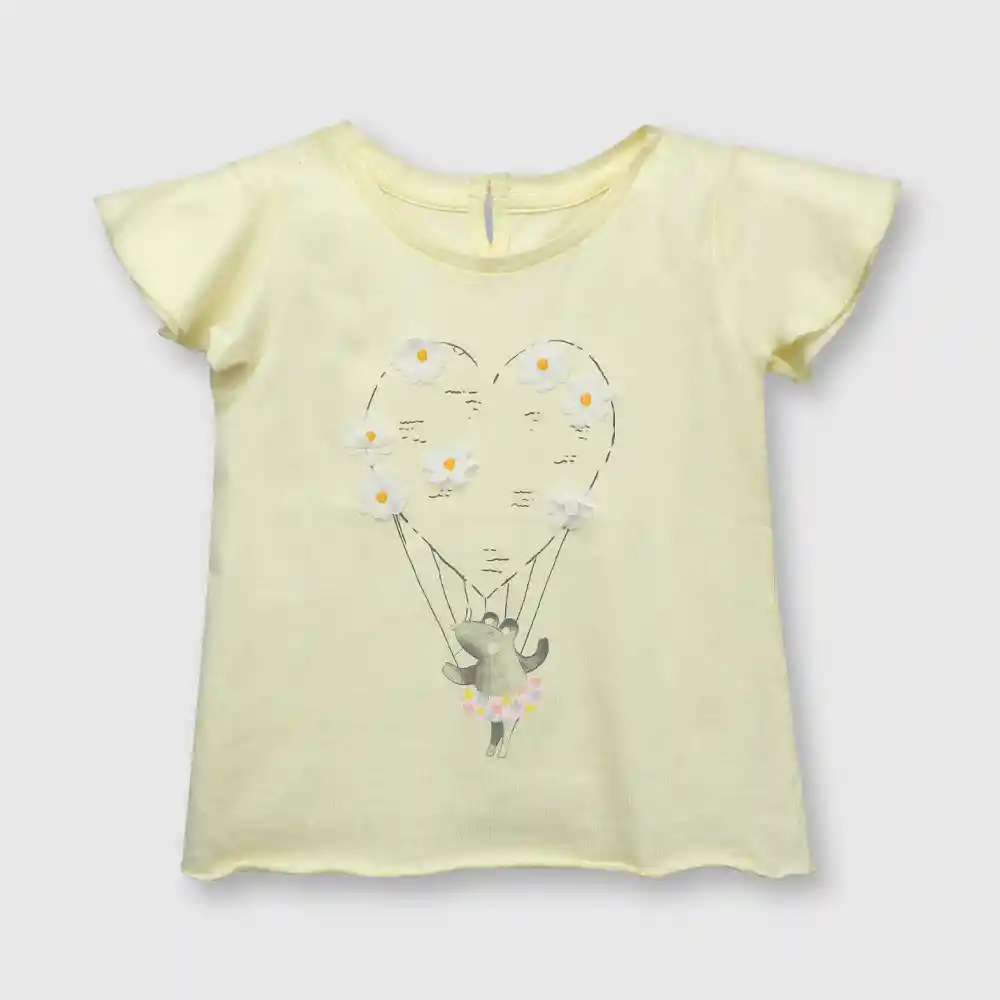 Polera Ratona De Bebé Niña Amarilla Talla 3/6m