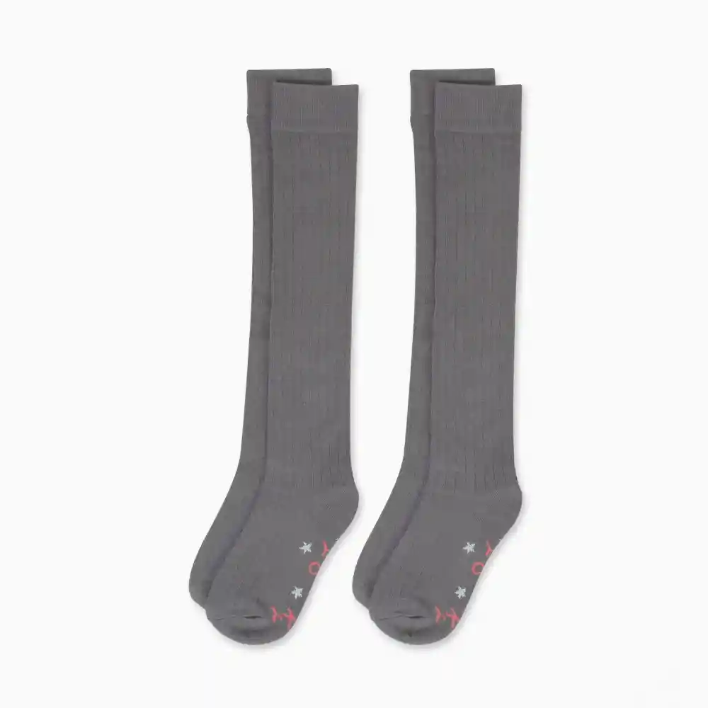Calcetines Escolar Alto De Niña Gris Talla 30/33