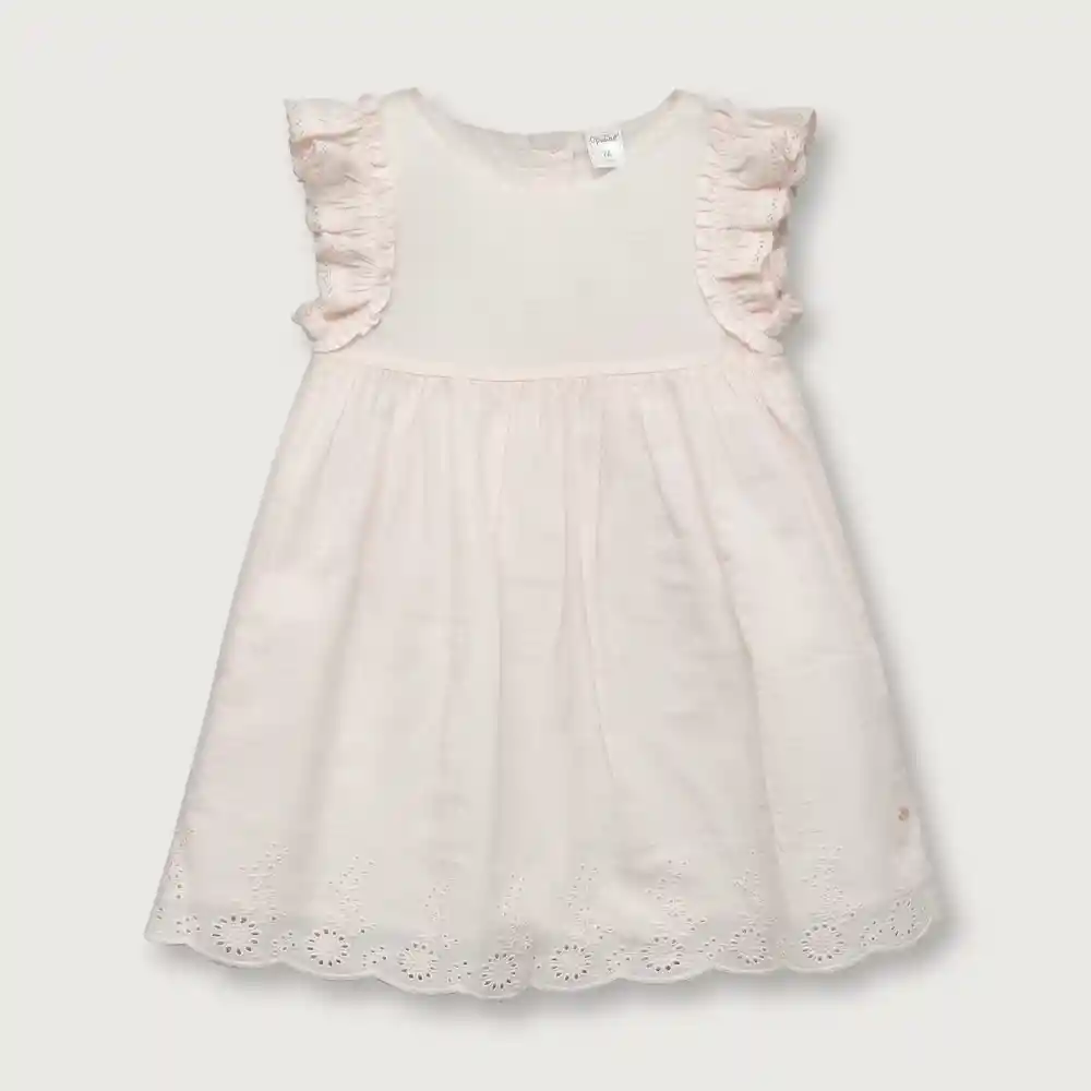 Vestido Mangas De Broderie Damasco Niña Talla 12m