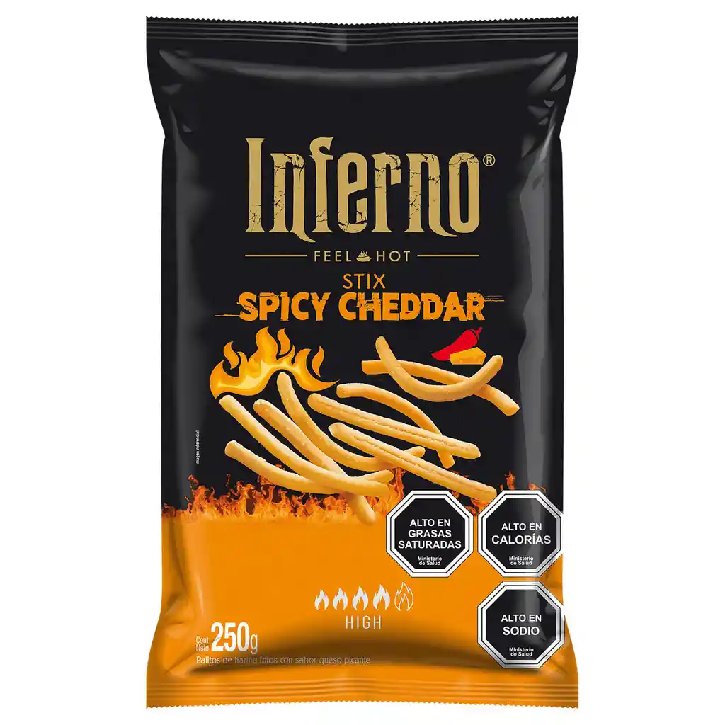 Inferno Snack de Palitos de Harina Fritos Sabor a Queso Picante