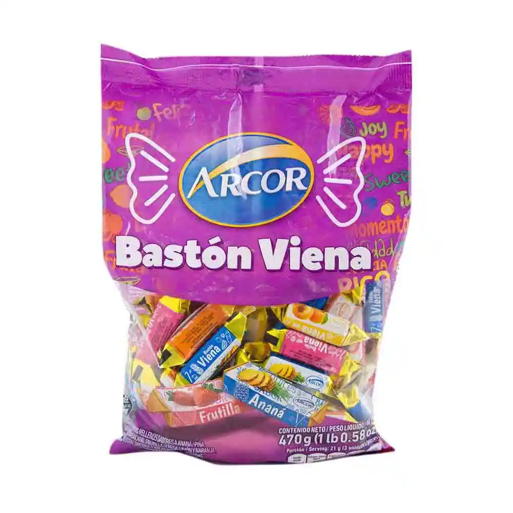 Arcor Caramelo Bastón Viena Rectangular Con Pulpa de Fruta