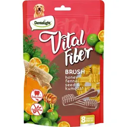 Dentalight Snack Vital Fiber para Perro Brush Miel
