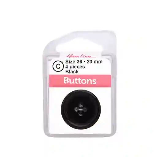 Botón Plástico Traje Negro 23mm 4 D Hb01536.02 23mm 4