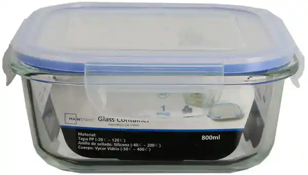 Recipiente Hermético Vidrio Cuadrado 690