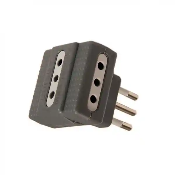 Adaptador Triple 2P + T 10 a Gris