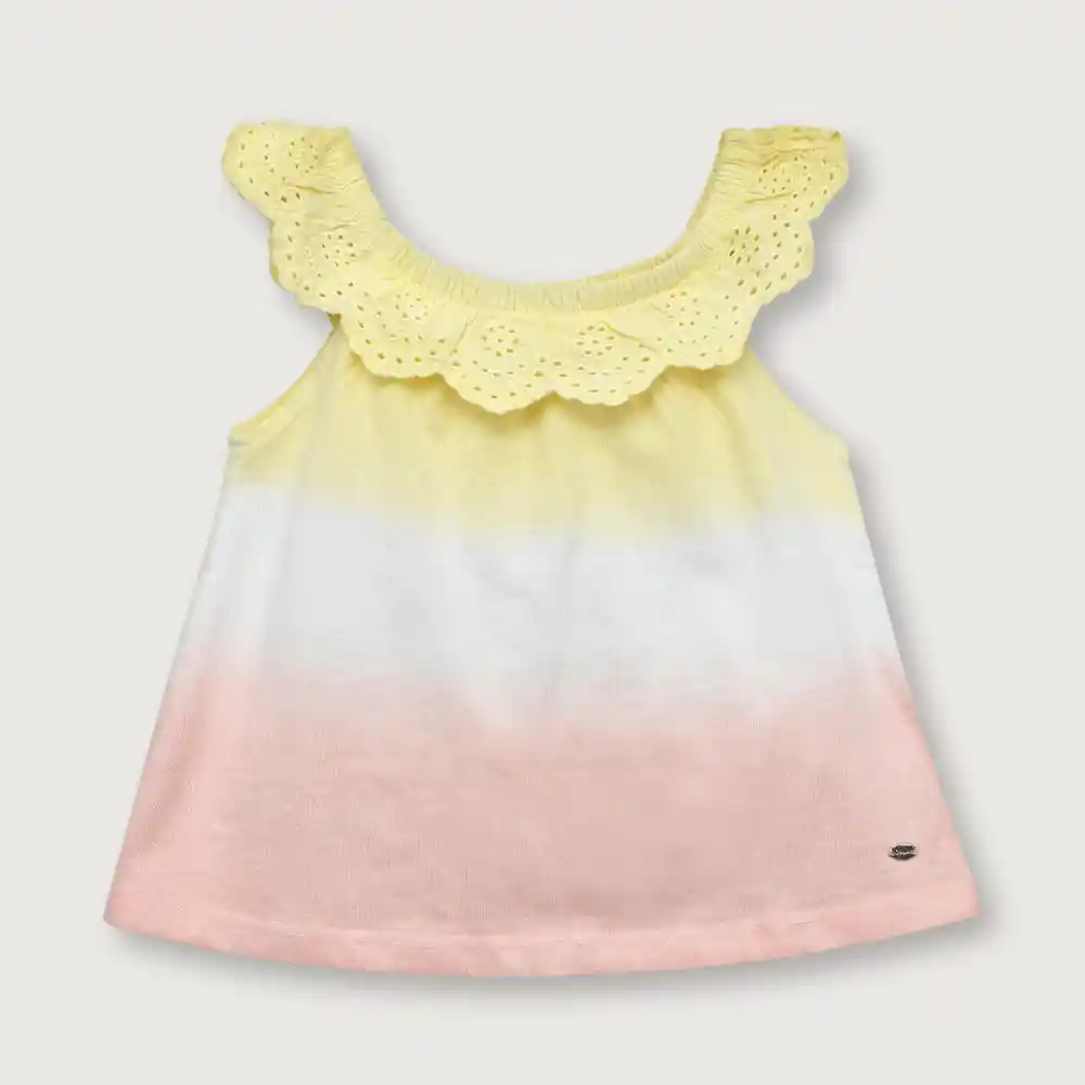 Polera Sin Mangas De Niña Damasco Y Amarillo Talla 18m