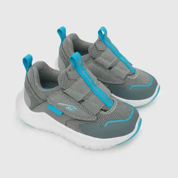 Zapatillas Deportiva Calce Fácil Niño Gris/Azul Talla 26 Colloky