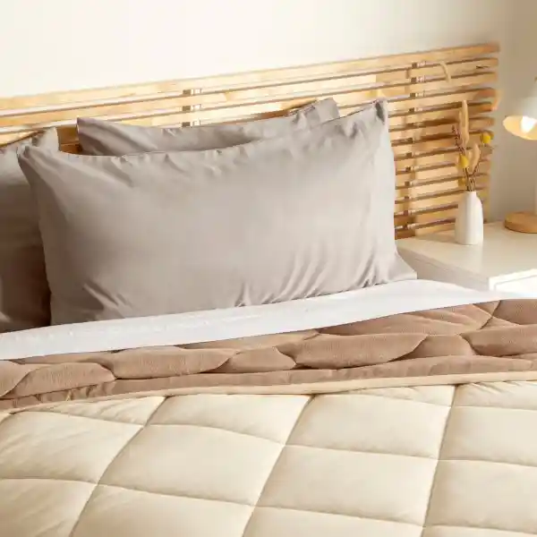 Set Funda de Almohada de Microfibra Beige 50 x 90 cm Casaideas