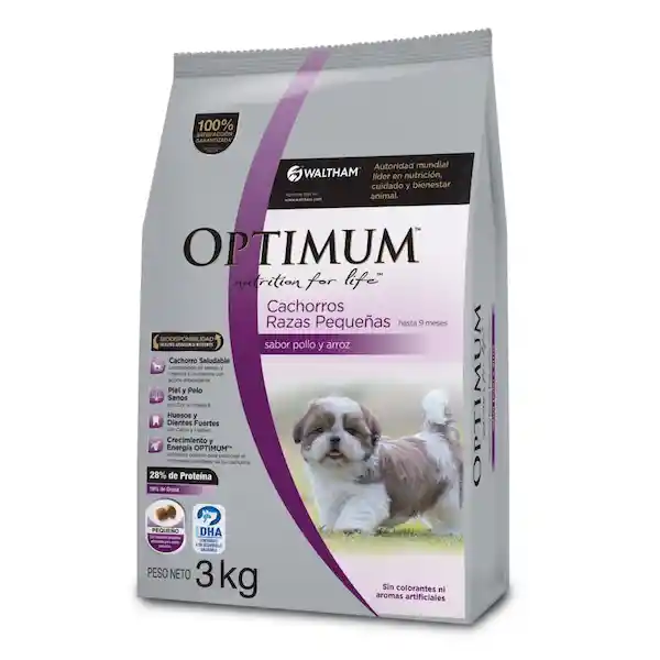 Raza Optimum Alimento Para Perro Cachorro Pequena Pollo Y Arroz