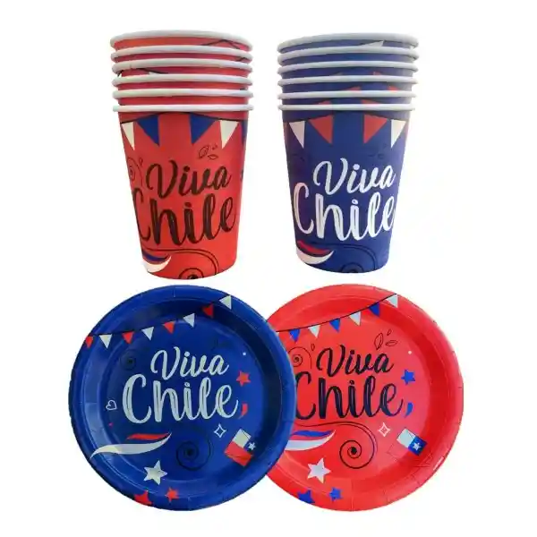 Set Vaso y Plato Viva Chile