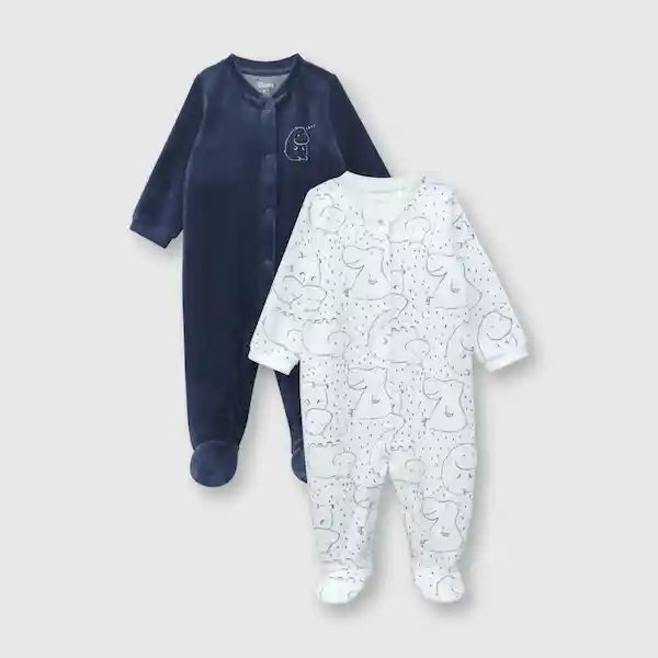 Pack Pijama Hipopótamo de Bebé Celeste Talla 6M Colloky