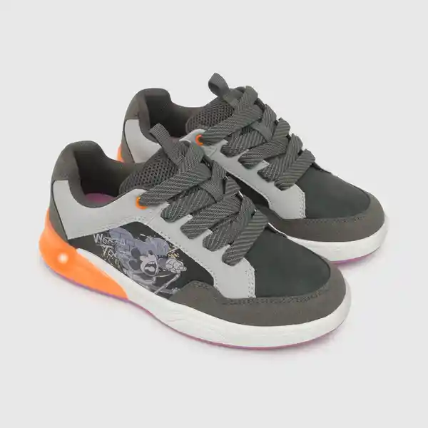 Zapatillas Luces Skate 90 Mickey Rock Niño Gris Talla 29 Colloky