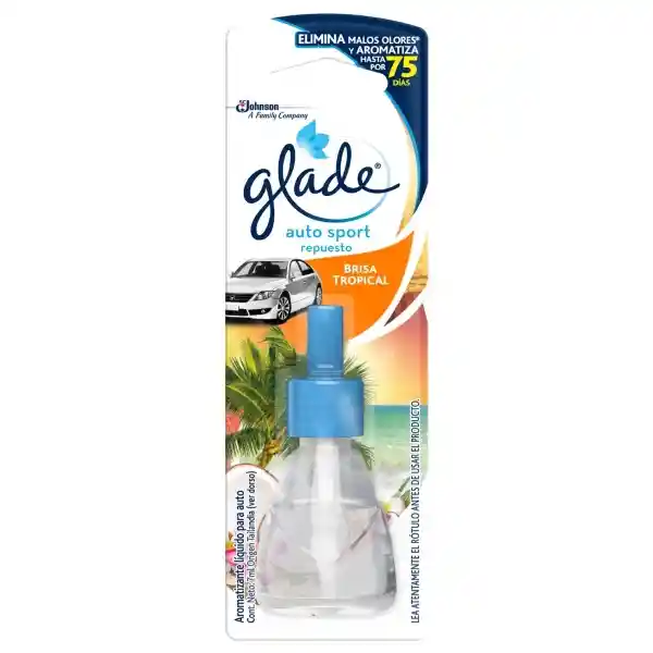 Aromatizante Glade Autosport Brisa Tropical Repuesto 7 mL