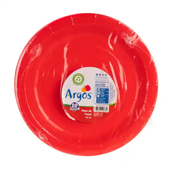 Argos Plato Papel Rojo 22 cm