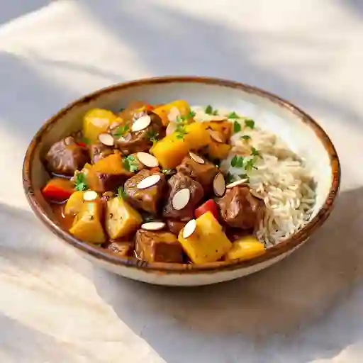 Carne chiten con arroz chaufan