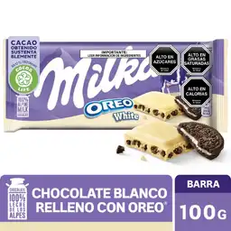 Milka Barra de Chocolate Blanco con Galleta Oreo 