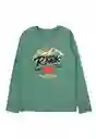 Polera Junior Day to Day 750 Niño Verde Talla 10 Años Ficcus