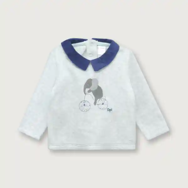 Polerón Cuello Camisero de Bebé Niño Navy Talla 6M Opaline