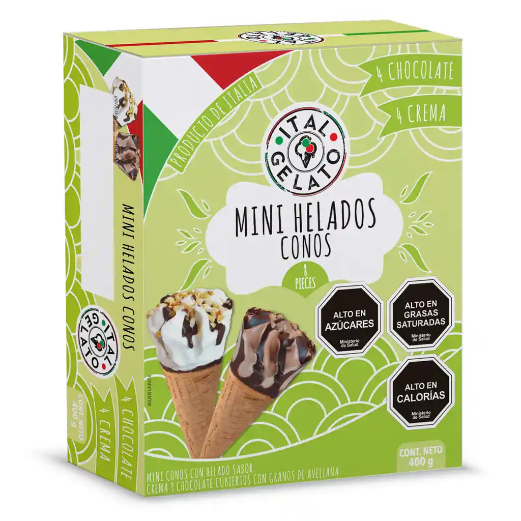 Mini helados cono mix 8 un. 400 g