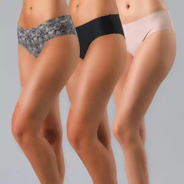 Pack Pantaleta Bonded Micro Print Color Negro Talla M Flores