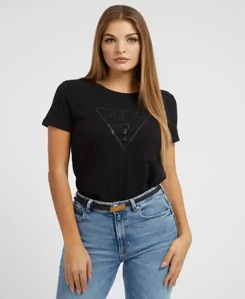 Polera Manga Corta Cn Angelina Teek Negro Talla M JBLK Guess