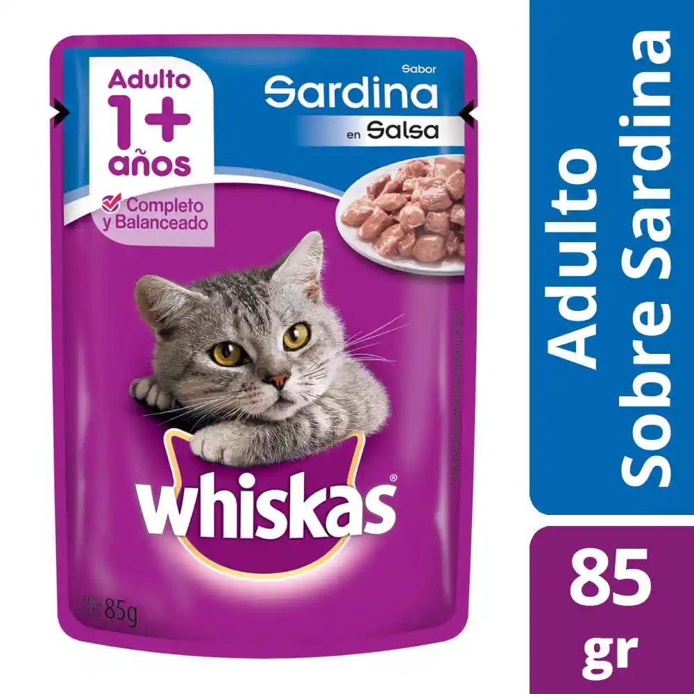 Whiskas Alimento para Gato Adulto Sabor Sardina en Salsa