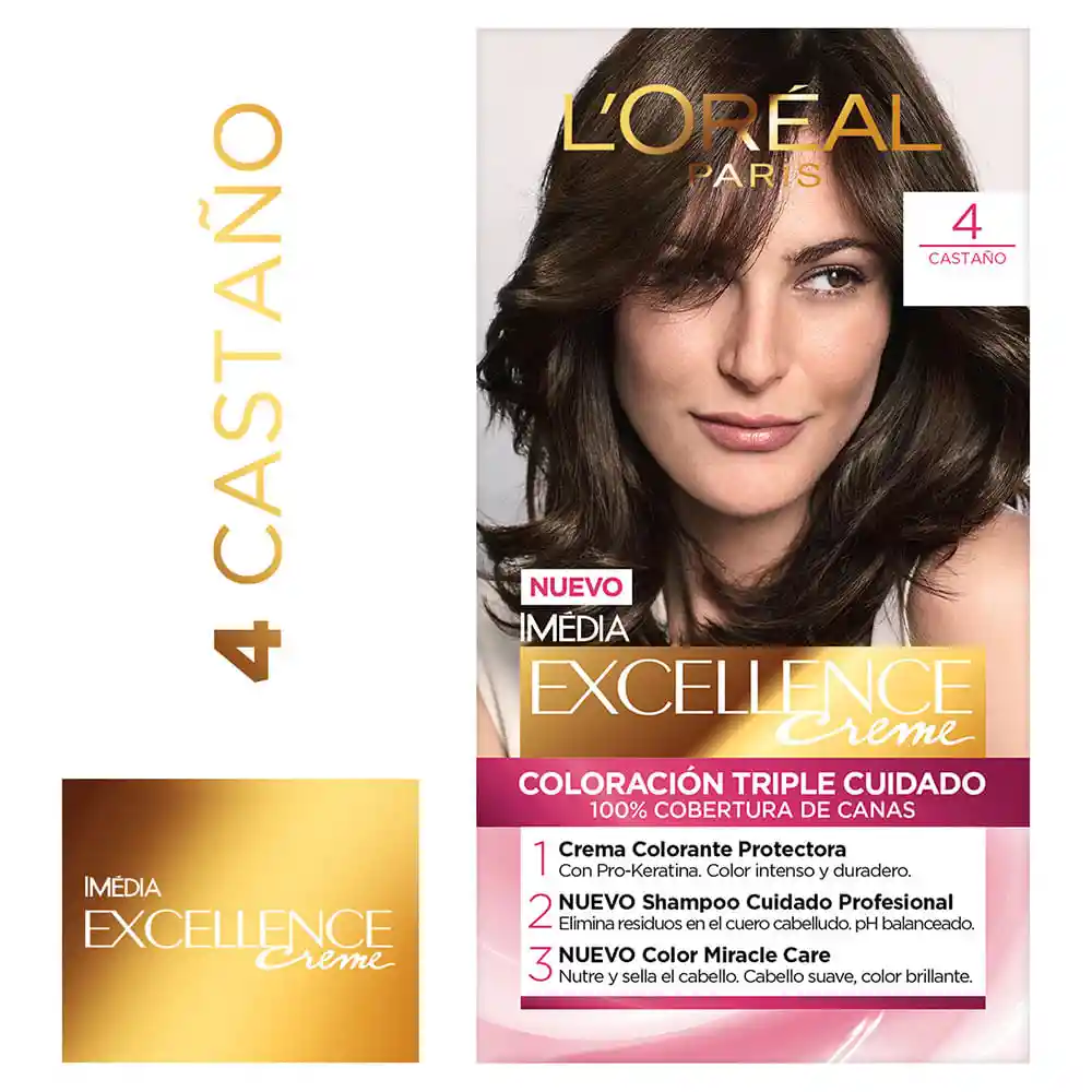 Loreal Paris-Excellence Coloracion Excellence Creme 4 Castaño