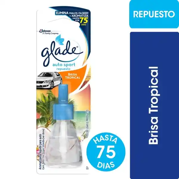 Aromatizante Glade Autosport Brisa Tropical Repuesto 7 mL