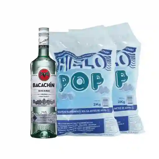 Combo Bacardi Ron Carta Blanca 40 Grados Pop Hielo