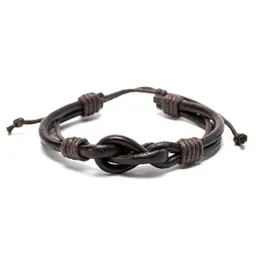 Pulsera de Cuero Marrón Ajustable Con Nudo Infinito