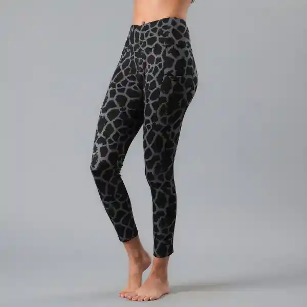 Calza Pretina Cruzada Estampada Color Negro Talla M Flores