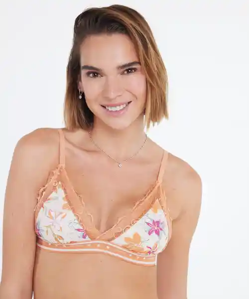 Bralette Dreamy Triángulo y Encaje Yellow Garden Talla L Lounge