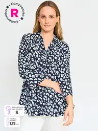 Aziz Blusa Camisera Manga 3/4 PRI-C Ess Marino L S25