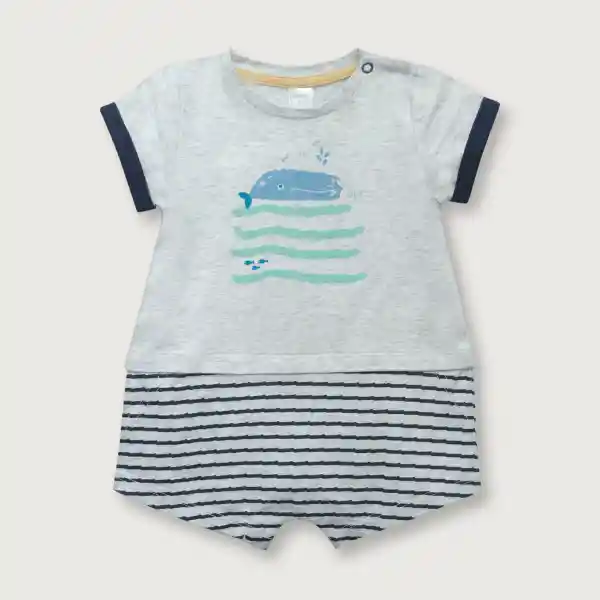 Bombacho Polera de Bebé Niño + Short Gris Melange Talla RN