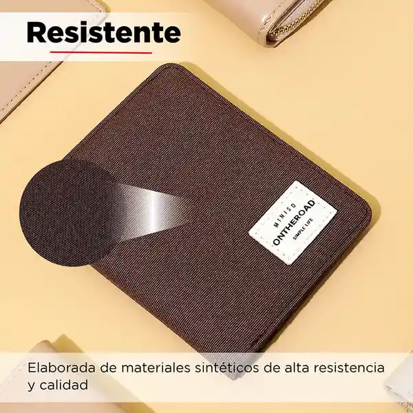 Billetera Vertical Para Hombre Canvas Café Miniso