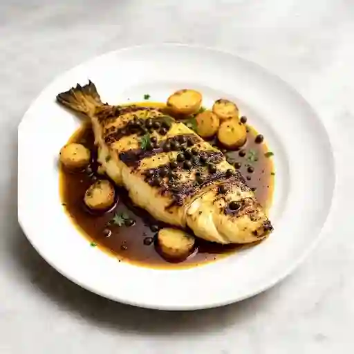 Pescado a la Mantequilla Negra y Alcapar