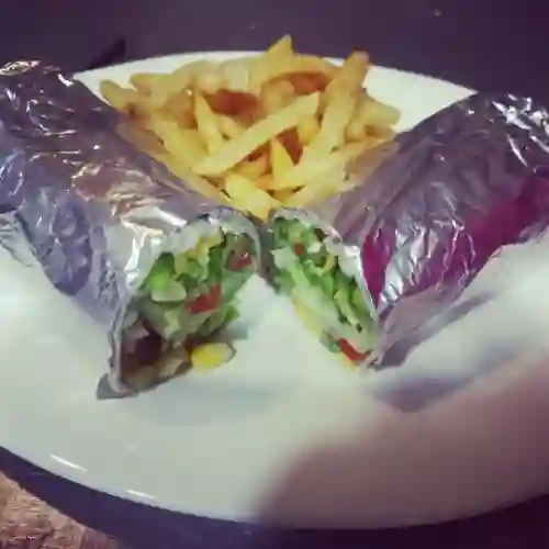 Veggie wrap y papas fritas