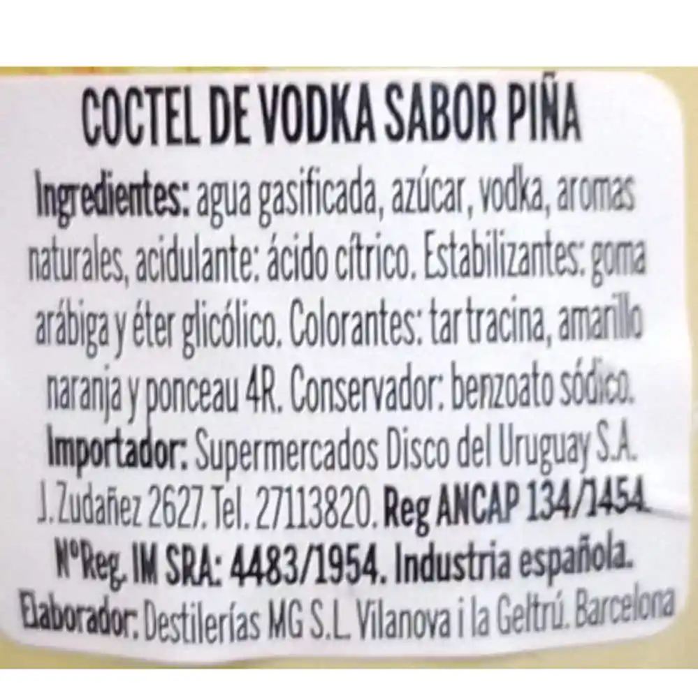 Spirit Cóctel Vodka con Piña