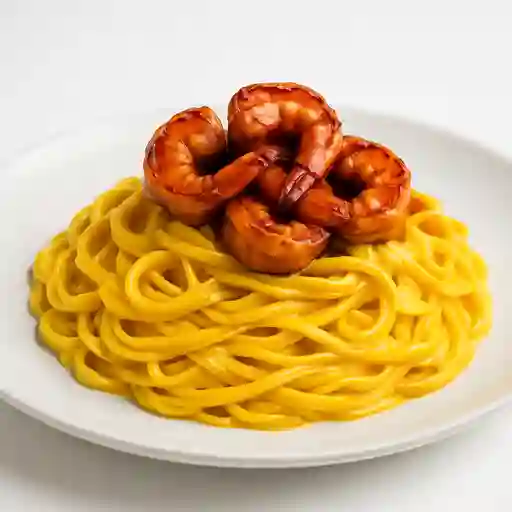 Fetuccini a la Huancaína con Camarón