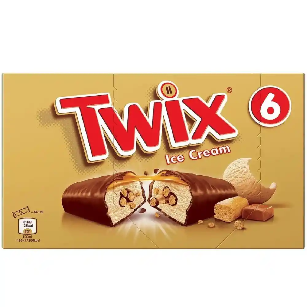 Twix Helado en Barra Sabor a Vainilla con Caramelo y Galleta