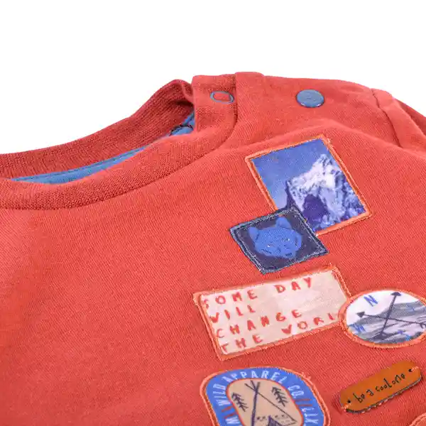 Polera Manga Larga Bebé Niño Terracota Talla 24 M Pillin