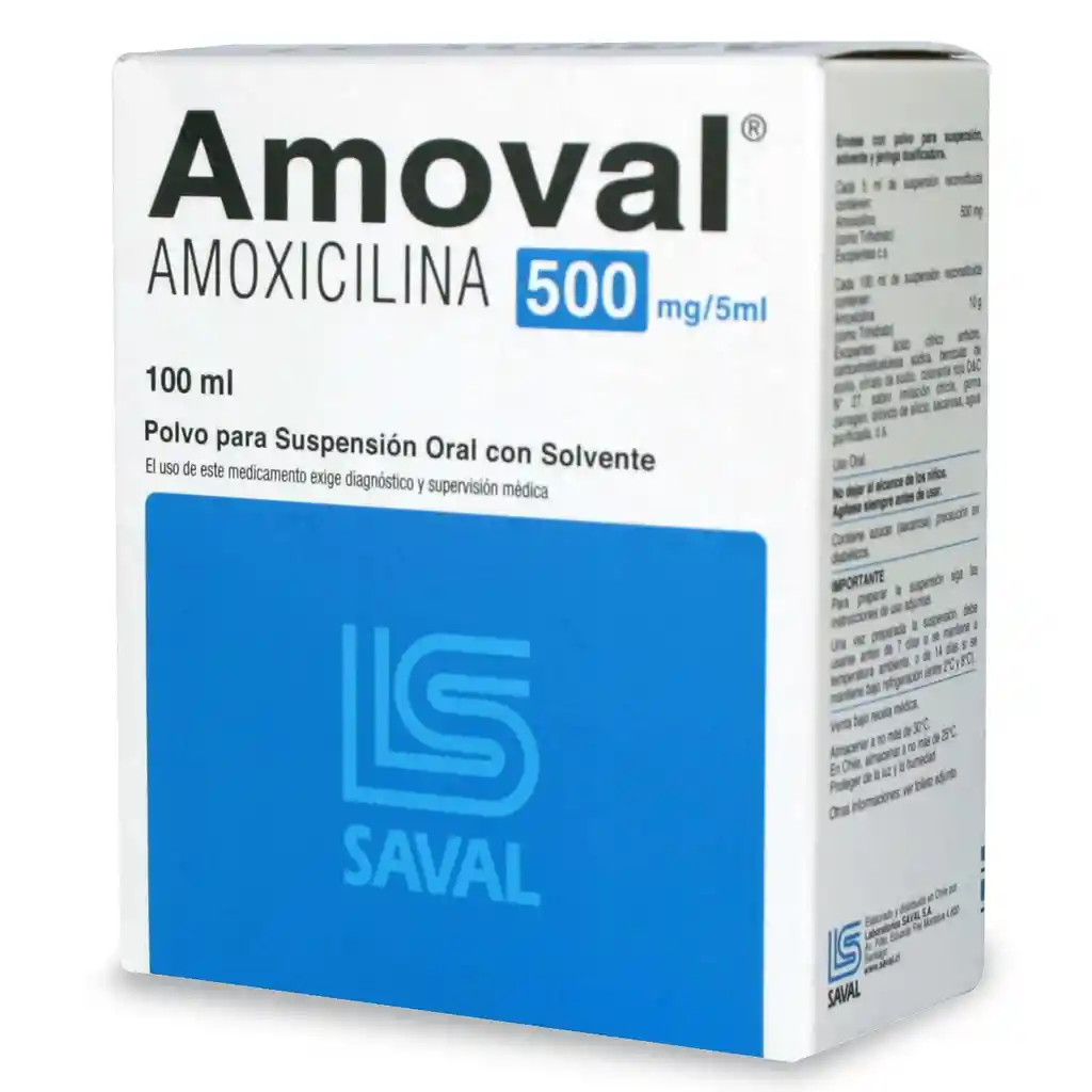 Amoval Amoxicilina 500 Mg Polvo para Suspensión Oral