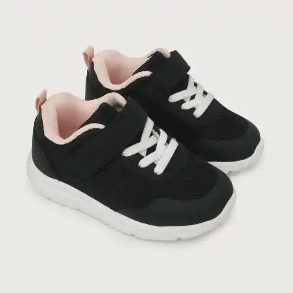 Zapatillas Sport Velcro Elástico Niña Negro Talla 24 Opaline