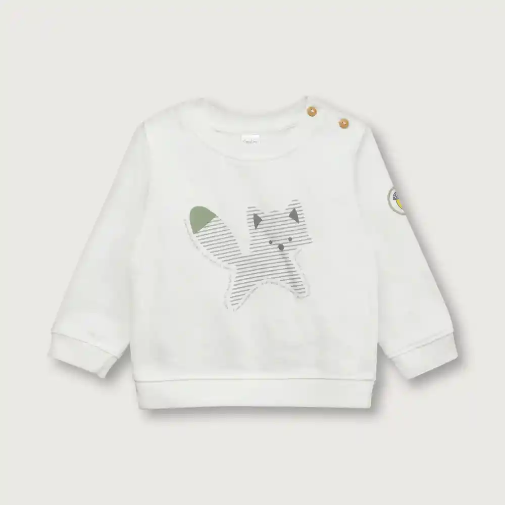 Polerón Zorro De Bebé Niño Blanco Talla 3 Meses