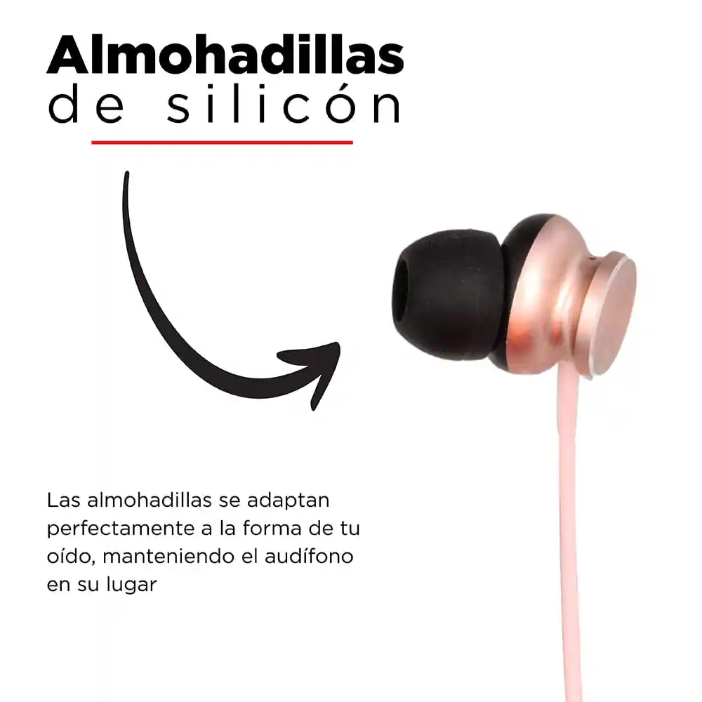 Miniso Audífonos De Cable Alta Fidelidad Rosa 1.2m