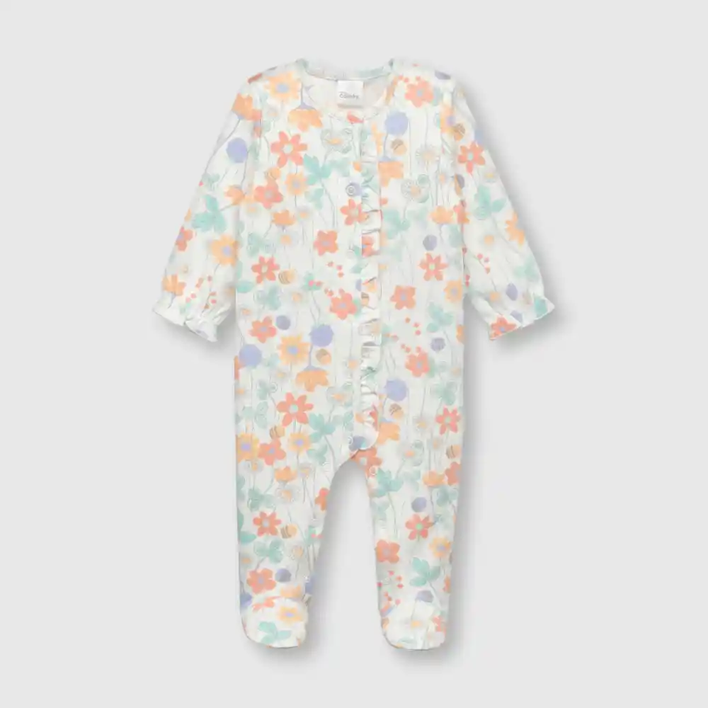 Enterizo Osito Floreado Para Bebé Niña Blanco Talla 00m